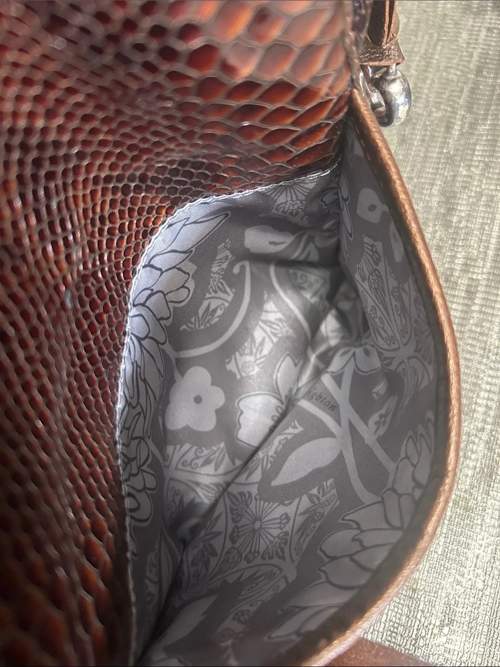 Brighton Brown Faux-Snakeskin Messenger Bag